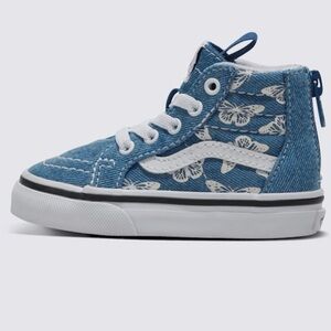Vans Toddler Sk8-Hi Zip Denim Sneakers Size 10.5 Butterflies Navy True White